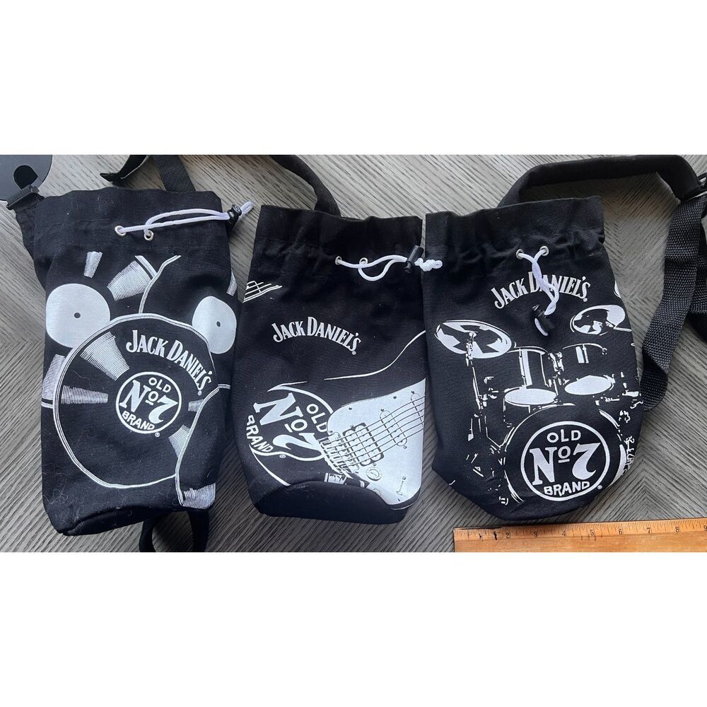 Three Jack Daniels Black Limited Edition Canvas Cinch Sack Bags Guitar Drums